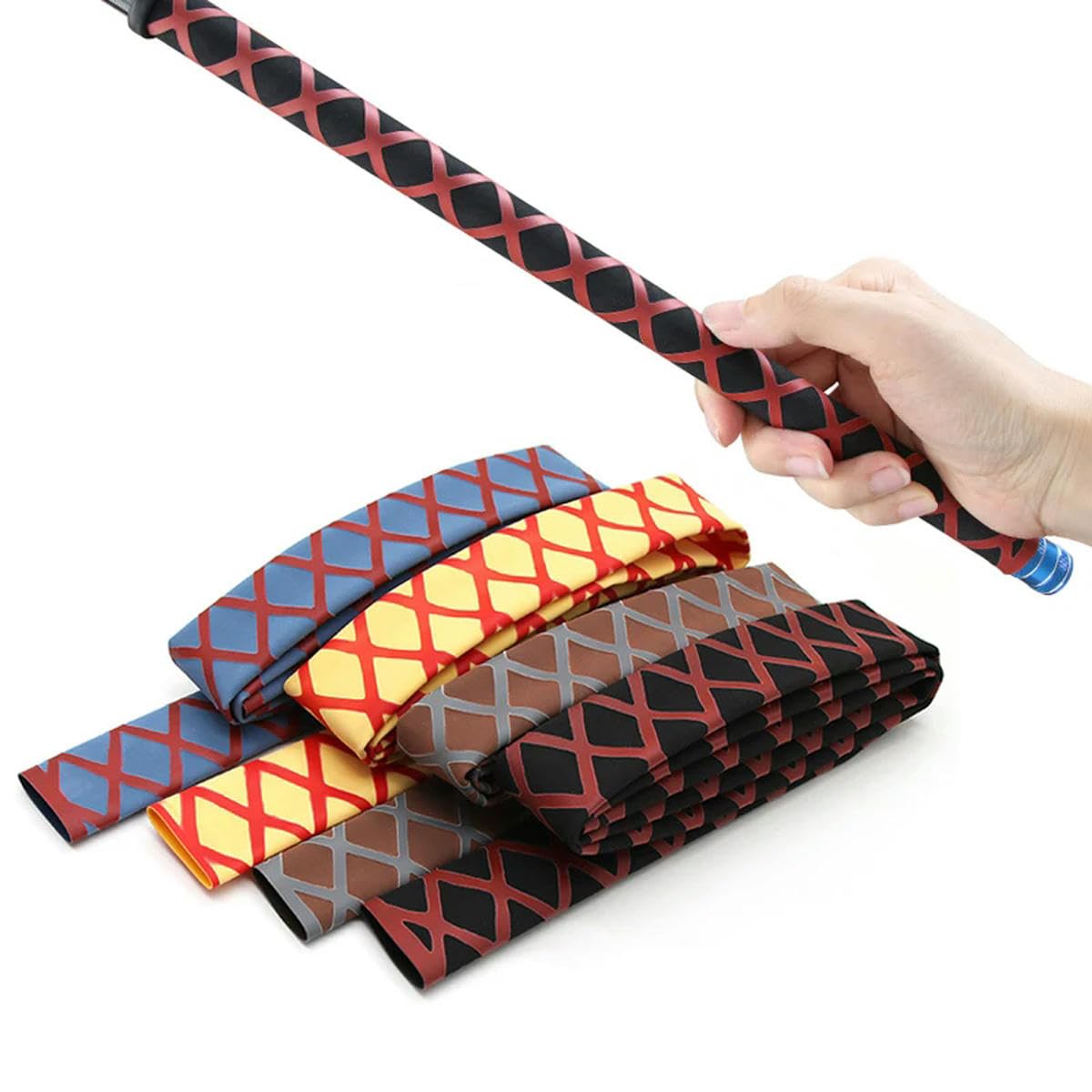 3 Guaina termorestringenti antiscivolo doppio colore diametro 20/22/25/28/30/35 mm isolamento protezione impermeabile antiscivolo per canna da pesca giallo rosso diametro 30 mm 1 m