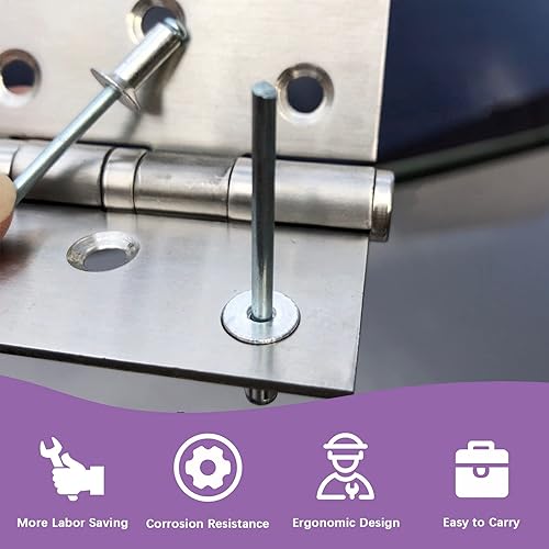 Miniatura 5 de Swpeet 121 remaches de 3/32" 1/8" 5/32" 3/16" - M2.4/3.2/4/4.8 con kit surtido de pistola de remache ciega de aluminio, kit de pistola de remache