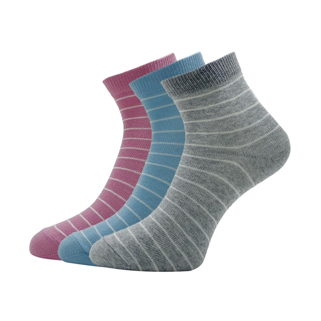 van heusen Women's Cotton Quarter Length Socks (Pack of 3) Grey Melange, Sky Blue, Pink-picture-47