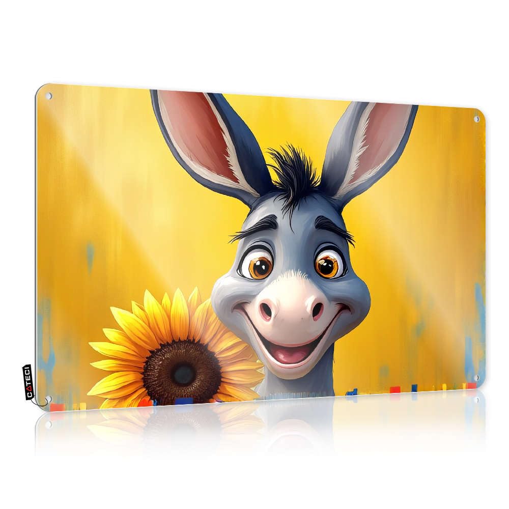 Fzfn Boys Colour A Cheerful Donkey With Sunflowers. Retro Room Decor Grunge - Vintage Wall Decor Sweet Vintage Wall Art(30X40cm)