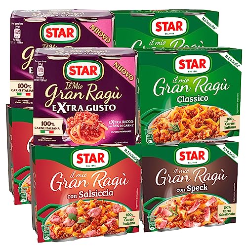 Star Il Mio Gran Ragù Star Il Mio Gran Ragù Mix Sughi Pronti Classico Extra Gusto Salsiccia Speck con Pomodoro Conserve Senza Glutine - 16 Lattine da 180g