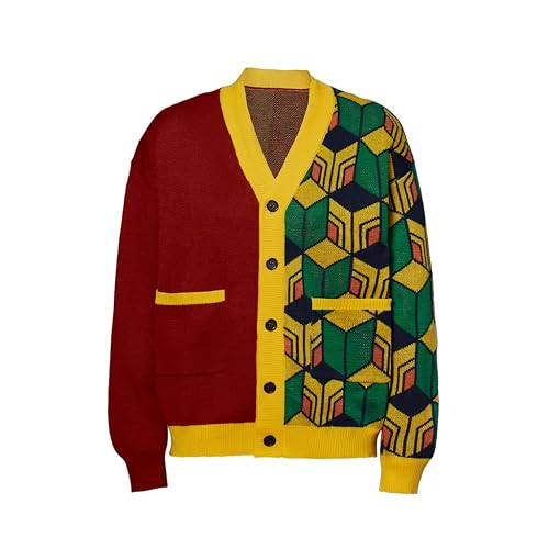 VintageCos Men's Kamado Tanjirou Costume Giyu Tomioka Cosplay Sweater Demon Coat Slayer Cardigan