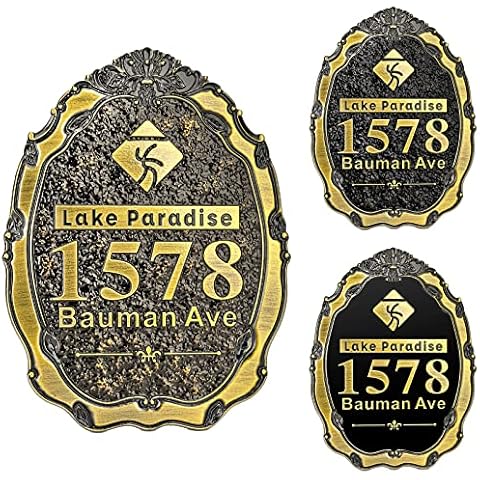 COQOFA Personalized Address Sign Address Plaque Home Address Signs Vintage Street Name and Number for House, Door, Outdoor Wall, Building, Unit, Villa, Mansion, Institution Cover