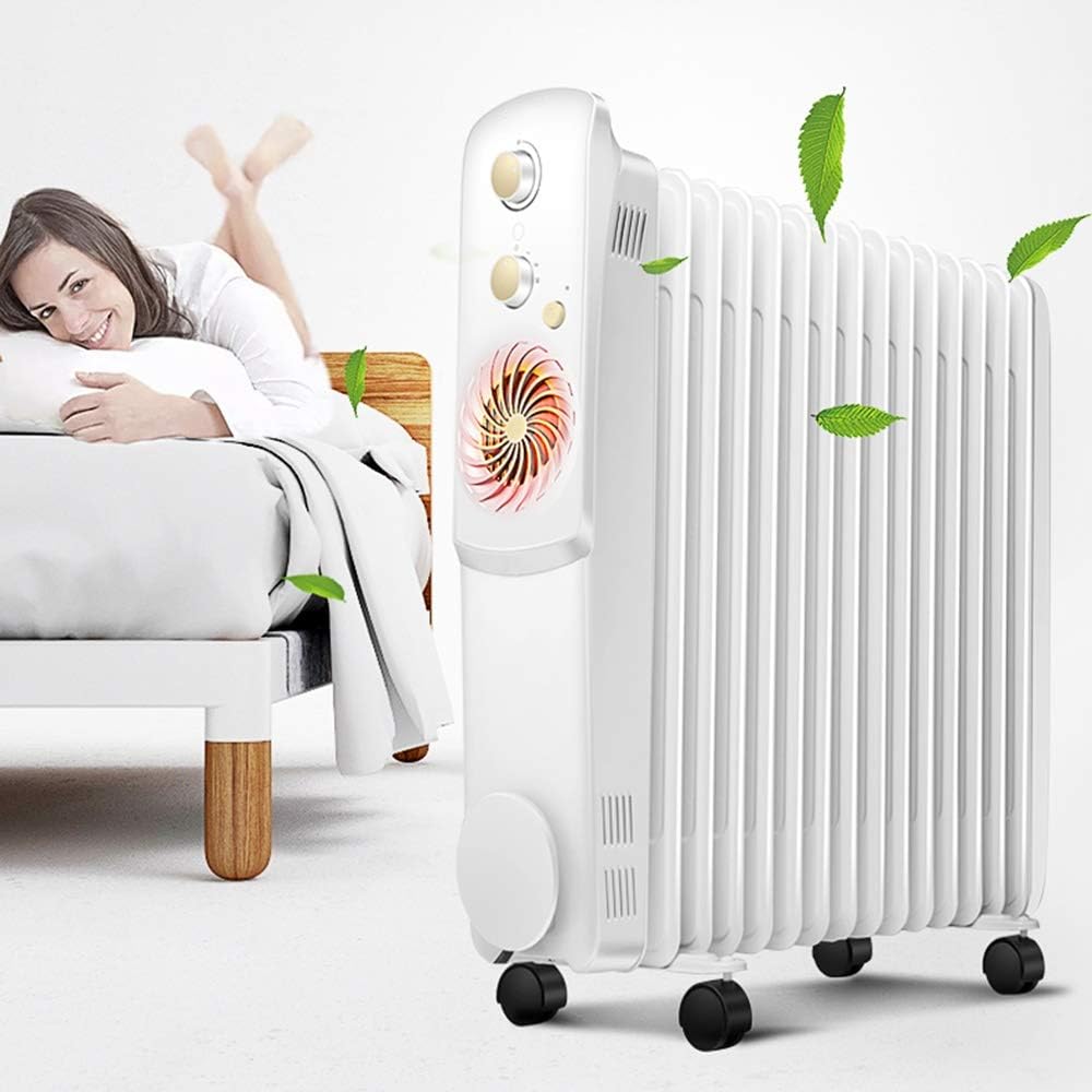 3S Speed Thermal Radiator Heater Three Temperature Regulation Safety Protection Oil Radiator Heater with Folding Drying Rack for Living Room White