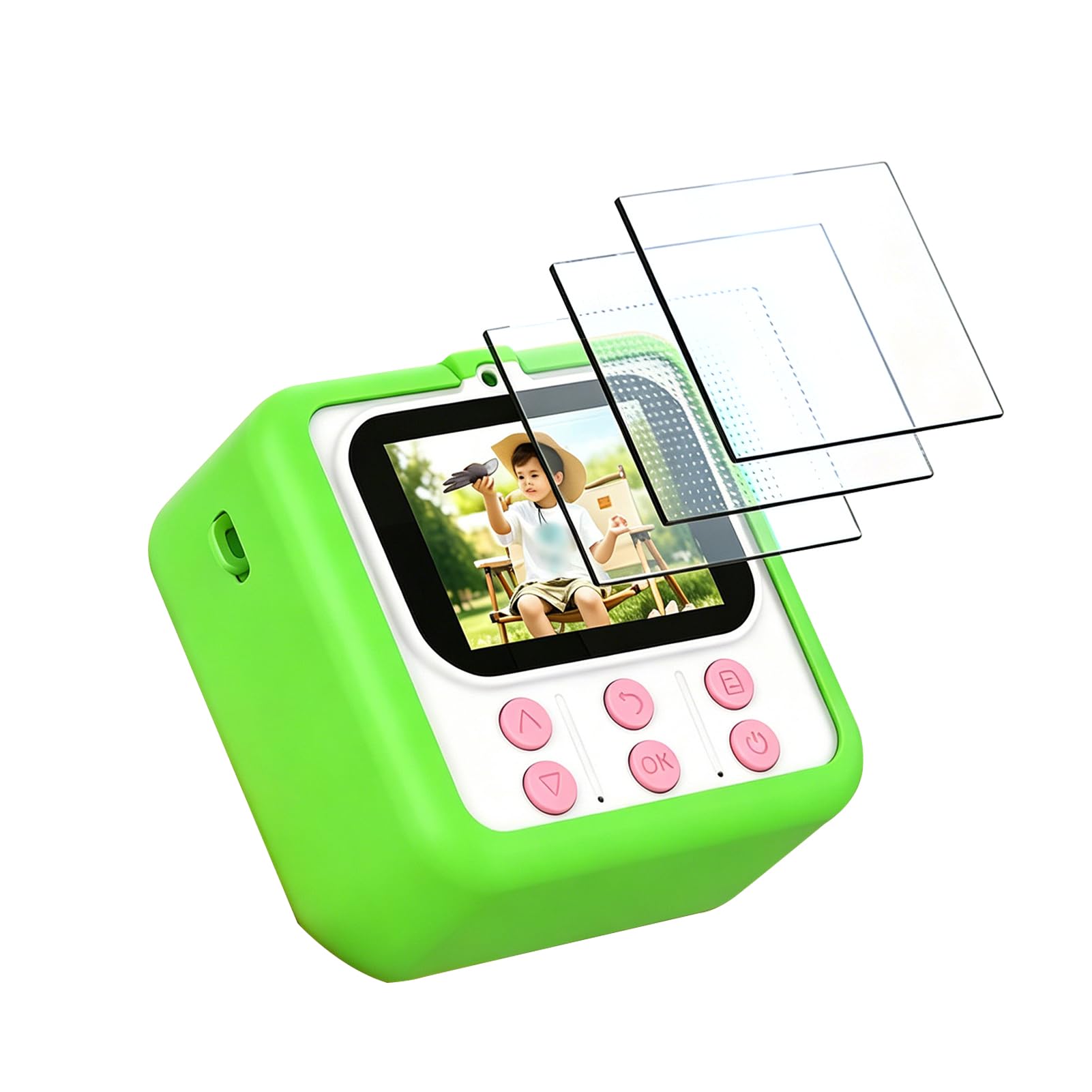 Cámara de Impresión Instantánea para Niños, Pantalla de 2,4 (Verde)