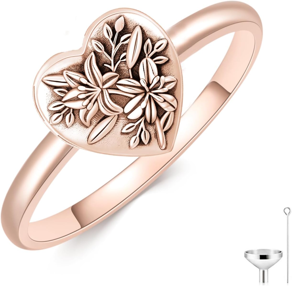 10K 14K 18K Gold Lily Flower Cremation Urn Ring for Ashes Solid Gold Cremation Keepsake Ring for Women Memorial Jewelry Ash Holder - Image 3