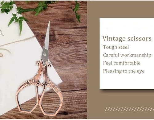 Miniatura 3 de Tijeras de punto de cruz retro europeas, tijeras de coser vintage con mango de aleación de zinc para bordado, costura, doble hilo, costura,