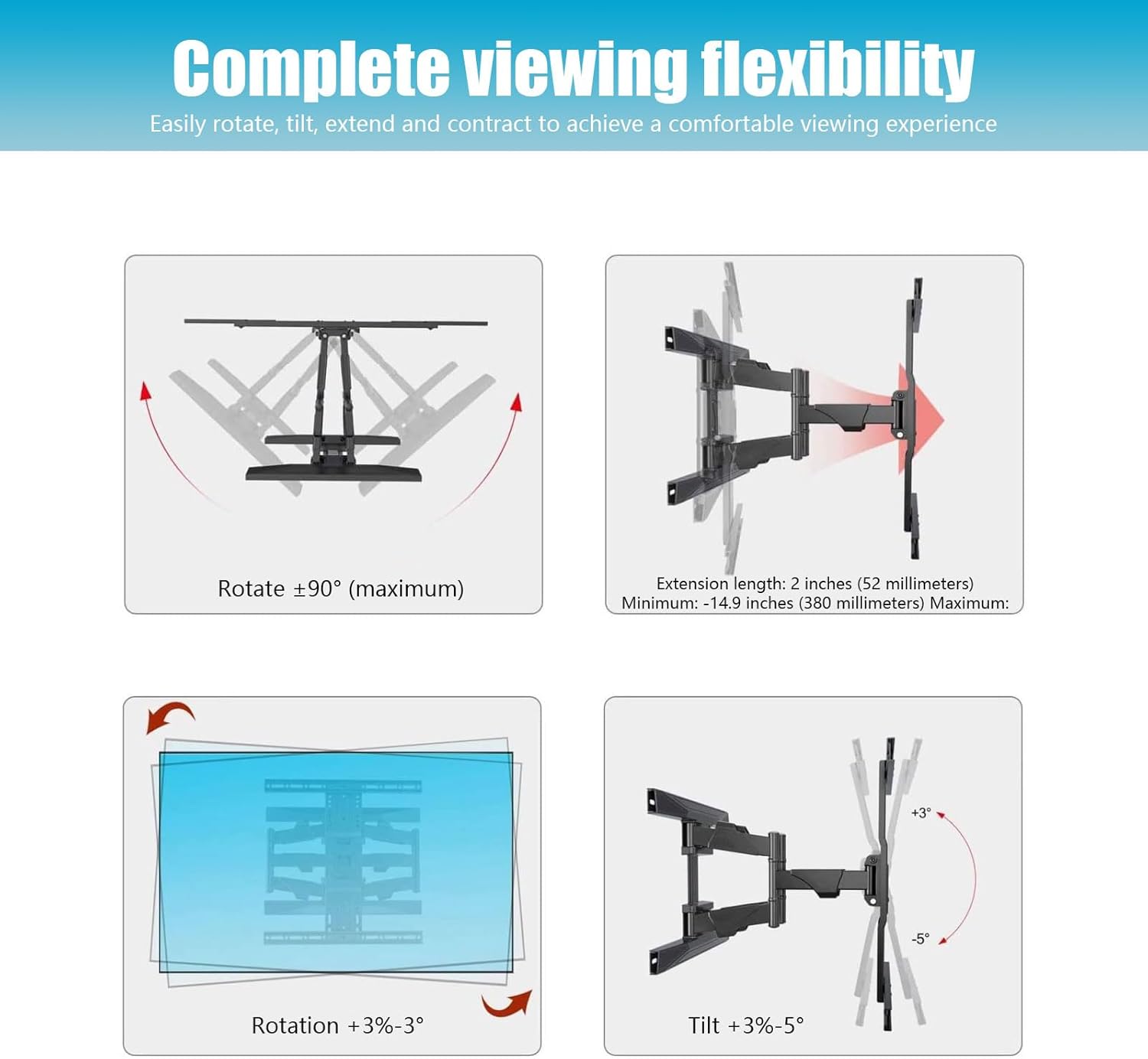 Pack of 1 Strong Turn Bracket for Global 32 75 Inch Displays with Extendable Plan and Stability Tilt Turn Mount