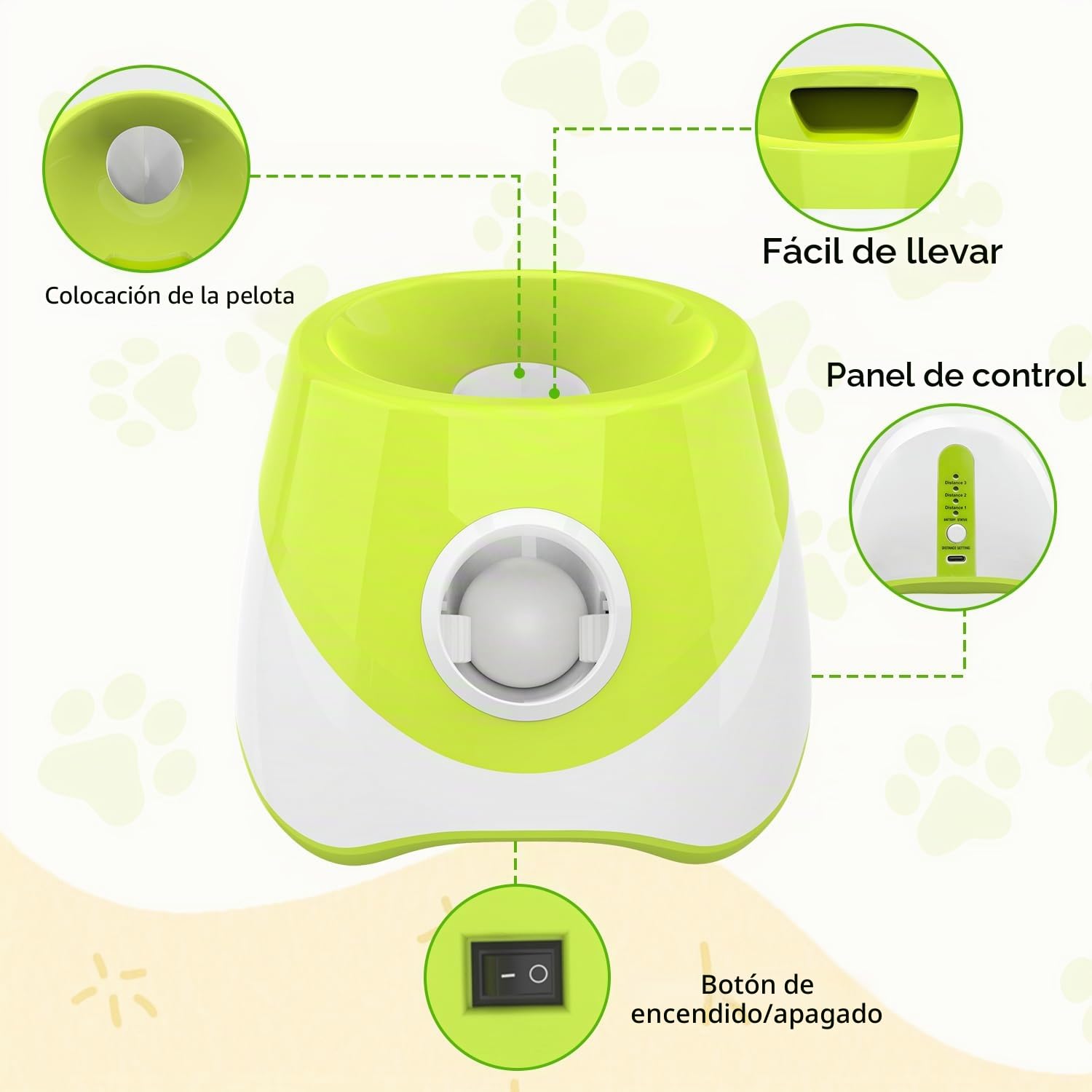 Máquina lanzadora de pelotas para perros, lanzador automático de pelotas con 3 distancias de lanzamiento de 6 a 14 m, juguete interactivo para perros pequeños, interior y exterior, con 3 mini