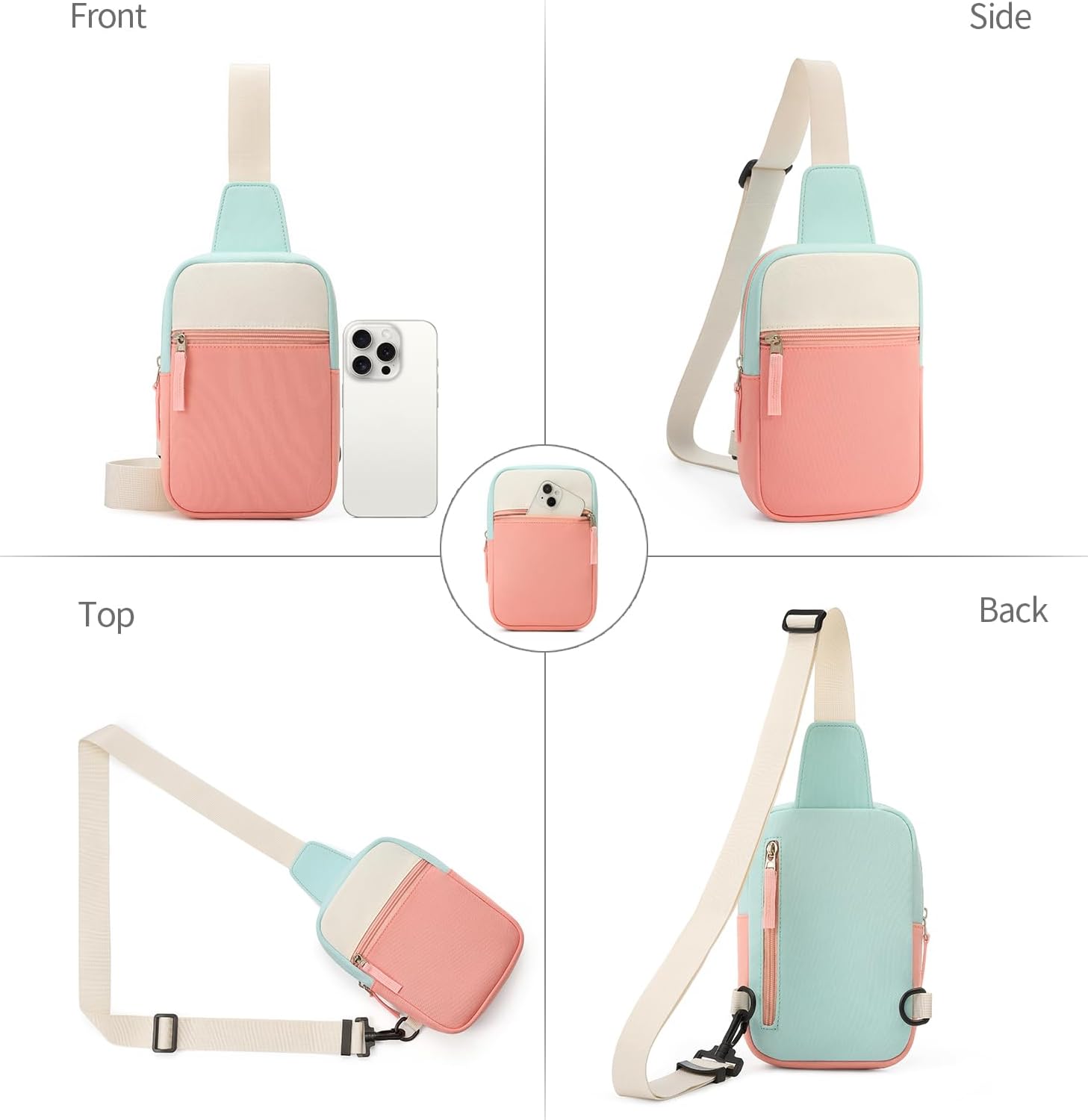 Easter Basket Stuffers for Teens Girls: Fanny Pack Birthday Gift for 8 9 10 11 12 Year Old Teen Girl Trendy Stuff, Preppy Colorblock Crossbody Bag Adjustable Sling Belt Bags Purse for Travel - Image 4