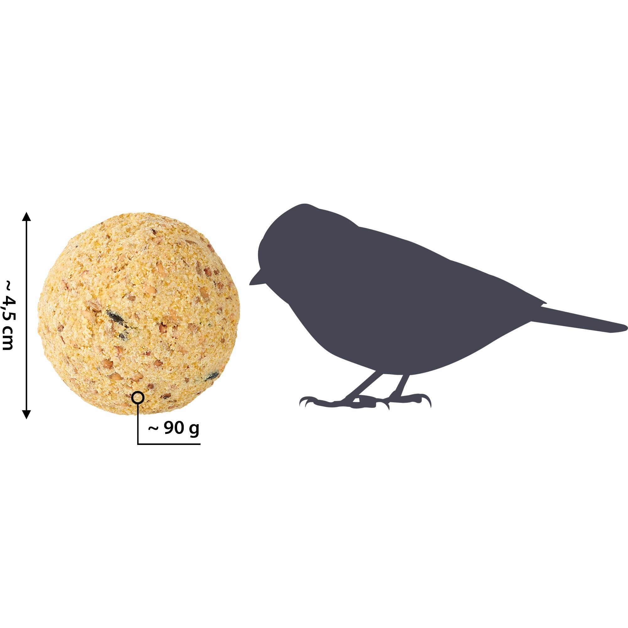 dobar 100 Bolas de Masa sin Red, Incluye Mezcla de Semillas, forraje graso para Aves Silvestres, albóndigas para Todo el año de 90 g, alimento para pájaros de 9 kg, Color Natural
