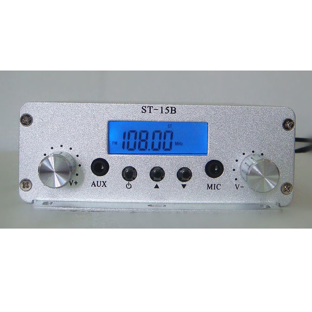 yasoe Trasmettitore FM Stereo 15W Radio FM 76-108Mhz BNC Multifunzionale Portatile Trasmettitore Pratico Durevole Facile da Installare