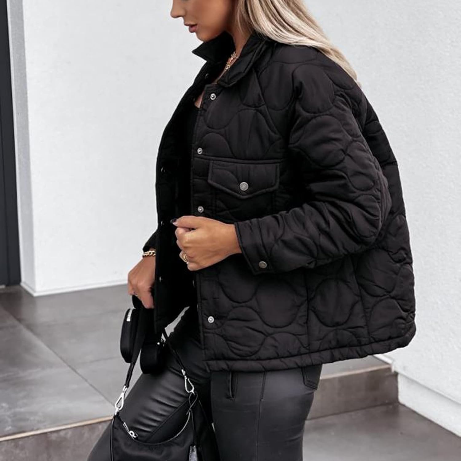 Peigen Winter Coats for Women, Fashion Lapel Cotton Jackets for Women Fall Winter Casual Long Sleeve Jacket Outwear Short : Clothing, Shoes & Jewelry