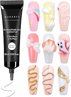 Makartt 3D Nail Gel for Nail Art: No Wipe 15g White Sculpting Molding Candy Craving Gel Polish Rhinestone Nails Charm Glue Decoration Manicure Designs (Whiteout Wonder)