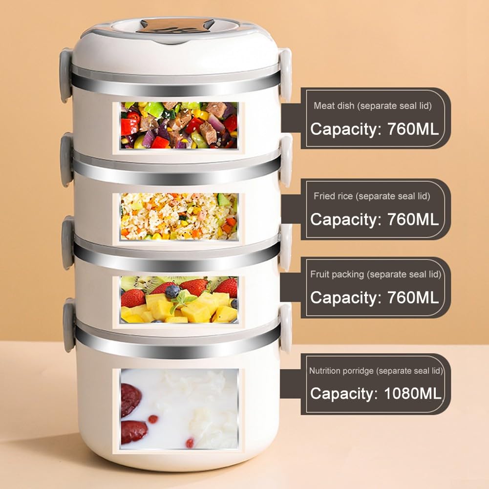 Contenedores de almacenamiento de alimentos, lonchera de acero inoxidable multicapa de acero inoxidable, contenedor de alimentos para escuela, hogar, oficina