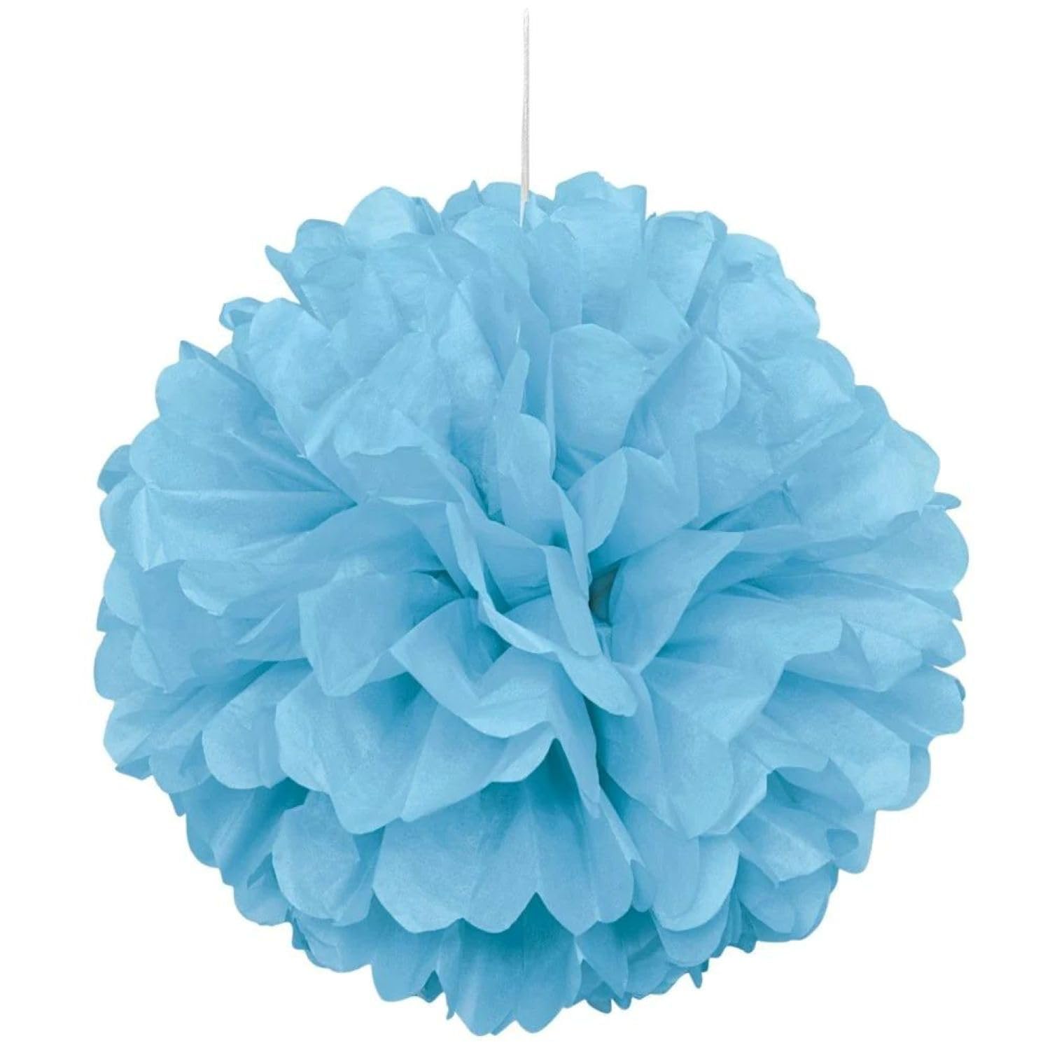 Powder Blue Mini Puff Tissue Hanging Decorations (22cm) Set of 3 - Fluffy Charms for Parties, Events, and Home Decor