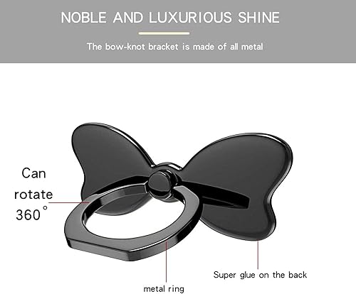 Miniatura 2 de Cavdycidy Soporte de anillo de mariposa de metal para teléfono celular, soporte de estabilidad para anillo de dedo, soporte trasero de montaje en