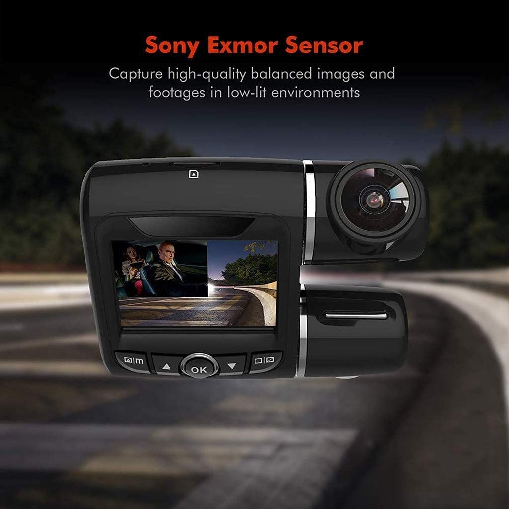 Enregistreur de conduite à double lentille, 1080p + 1080p, enregistreur haute définition sans fil avec wifi à l'avant de la voiture, enregistreur vidéo arrière du véhicule, enregistreur de DV