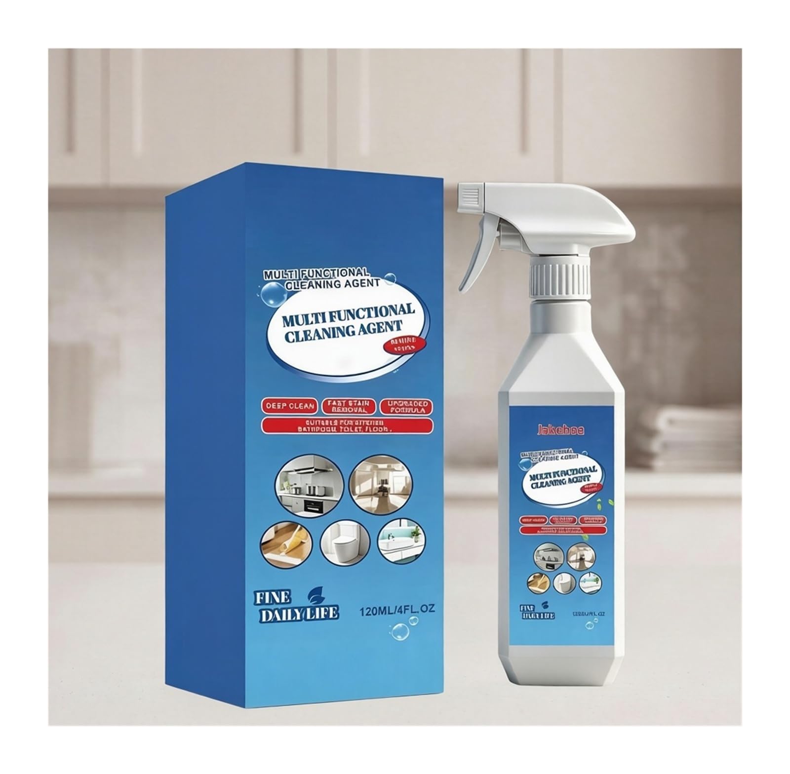 Spray limpiador multiusos de 120 ml, for uso general en el hogar y la cocina, elimina potentemente las manchas(2pcs)