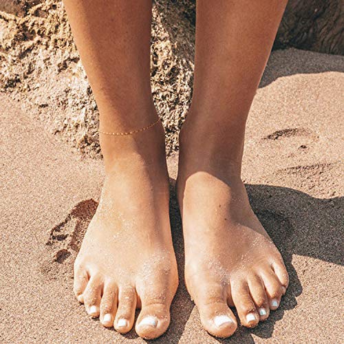 Image of Fettero Anklet Bracelets for Women Gold Plated Dainty Waterproof Anklet Charm Bracelet Summer Beach Foot Jewelry