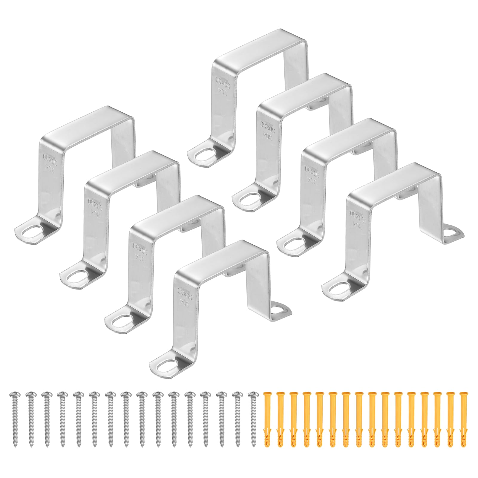 HARFINGTON 12 morsetti quadrati per tubi, 50 x 50 mm, in acciaio inox 304 | Morsetto a forma di U, staffa per connettore con fibbia a tubo quadrato con viti per tubo flessibile cavo recinzione ponte