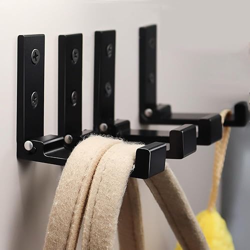 Miniatura 4 de OHIYO Ganchos plegables para abrigos, 4 unidades, ganchos plegables para colgar abrigos, chaquetas, toallas, ganchos de pared resistentes de