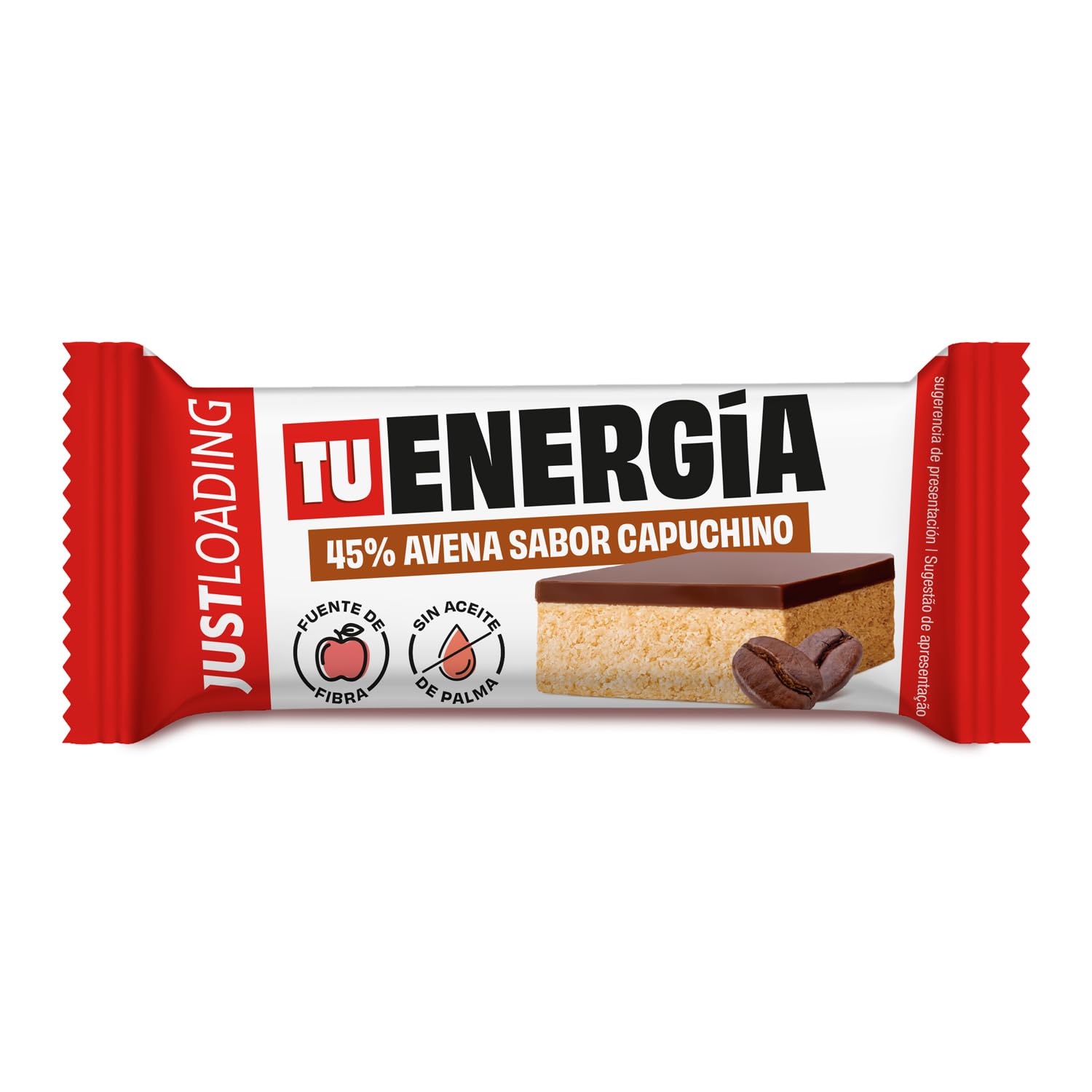JustLoading Barritas Energéticas de Avena 45% Sabor Capuchino & Chocolate – Fuente de Fibra y Energía – Sin Aceite de Palma – Snack para Deportistas y Ciclistas – Pack 20 Unidades de 60 g