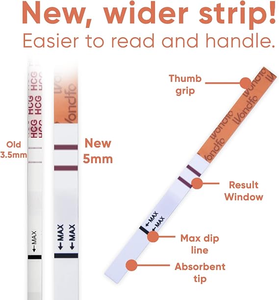 Wondfo Pregnancy Test Strip - Individually Wrapped HCG Strips - Highly Sensitive Home Detection Pregnancy Test Kit - Clear HCG Test Results - 20 Count