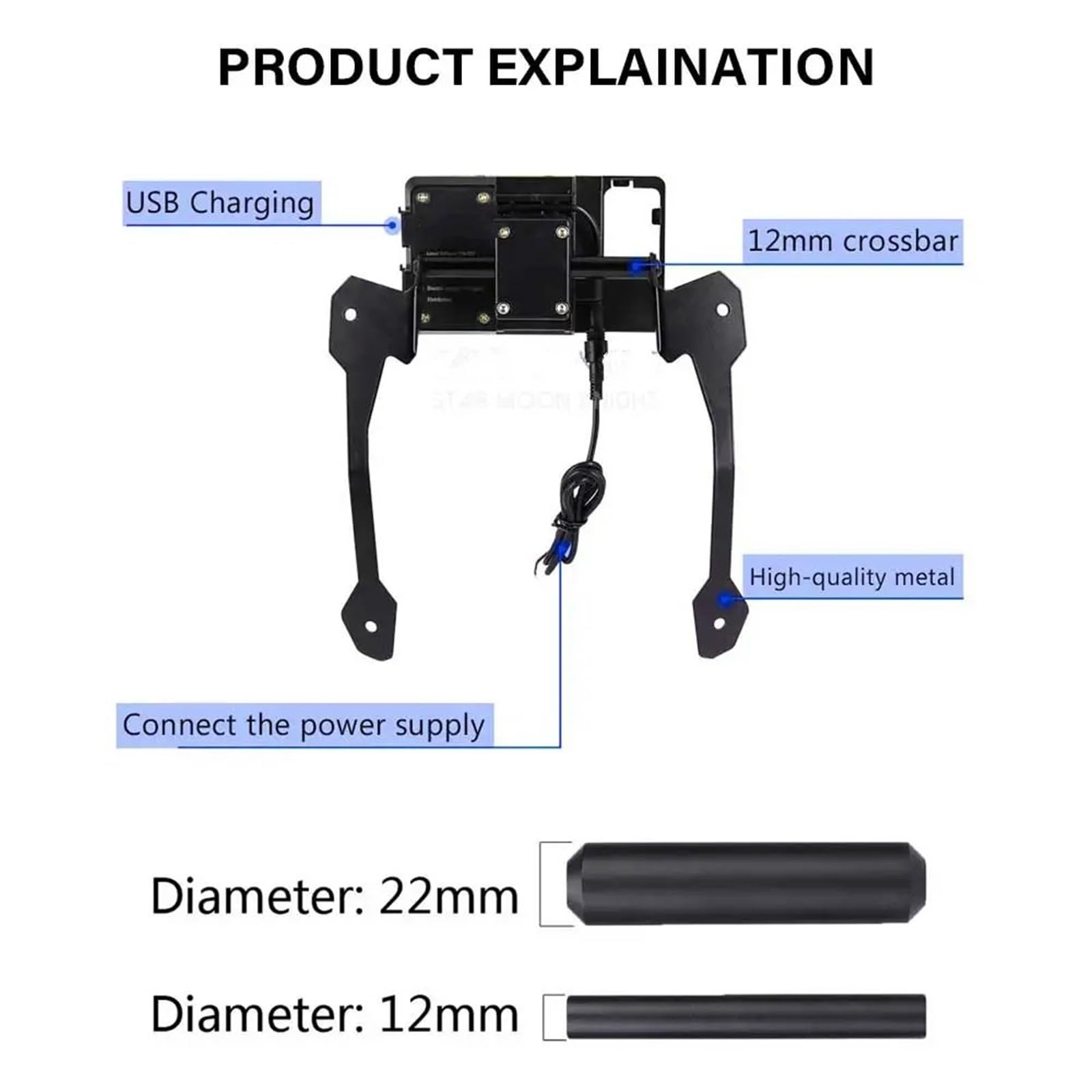 Support Telephone Velo pour BMW F850GS F 850 ​​GS Adventure 2018 – 2023 Support Téléphone Intelligent pour Moto Support Fixe Pare-Brise Navigation GPS, Telephone Moto Rotation(12mm)