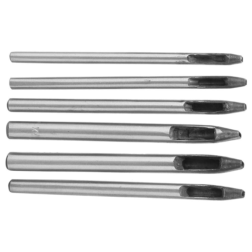Hilitand Pack of 6Pcs 2mm Hole Punch Set Leather Craft Oval Shape Hole Puncher for Belt Watch Band DIY Punching Tool