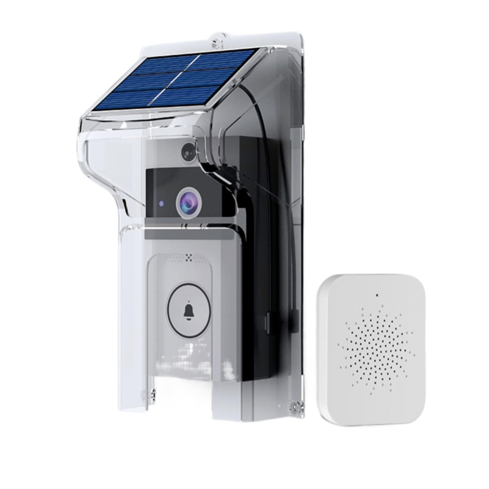 Sonnette vidéo solaire sans fil avec vision nocturne, changeur de voix bidirectionnel, détection de mouvement PIR et batterie de 3 mois – Résistant aux intempéries, installation sans perçage