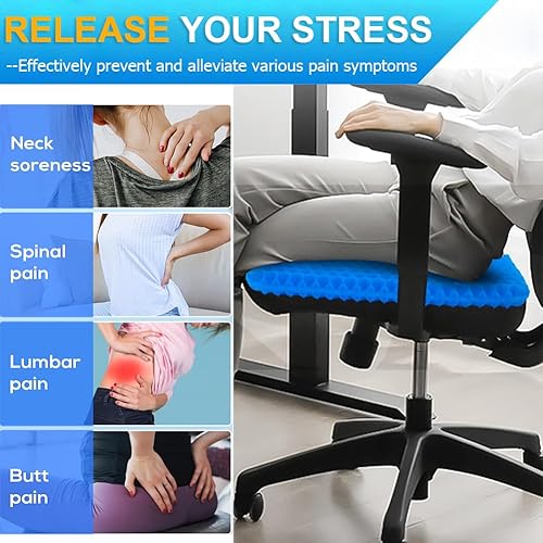 Miniatura 5 de Helishy Cojín de gel para asiento, almohadillas de silla de cojín de gel súper grande con funda antideslizante para silla de ruedas para el hogar,