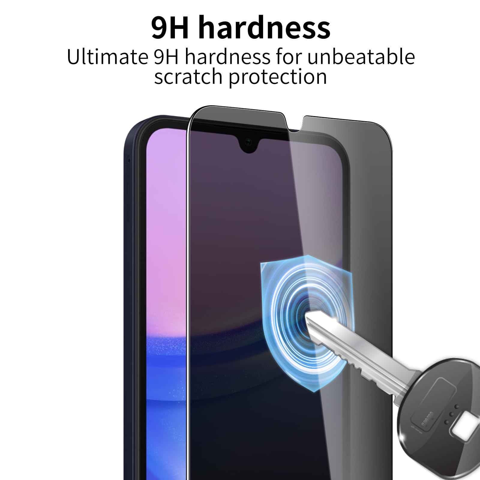 Paquete de 3 + 3 protectores de pantalla de privacidad para Galaxy A15 + protector de lente de cámara, película protectora antiespía, película de vidrio templado resistente a los arañazos, protección