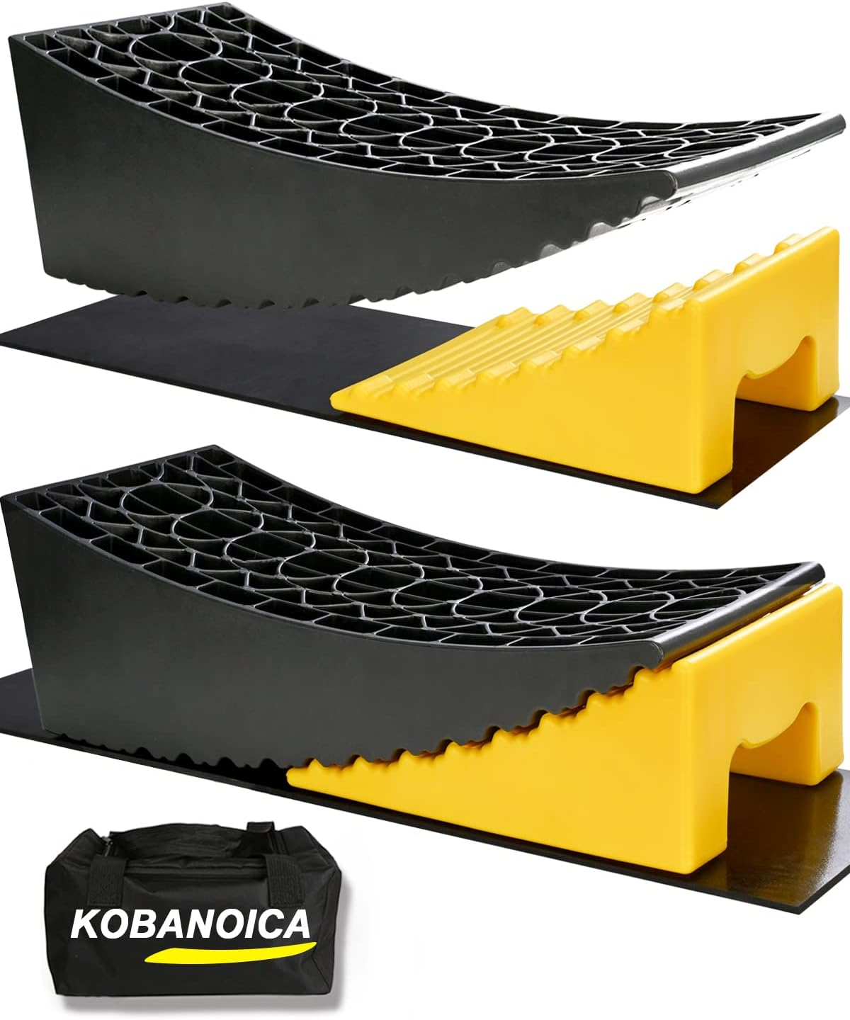 KOBANOICA RV Leveling Blocks,Camper Leveler 2 Pack,Includes Curved RV Levelers Ramp