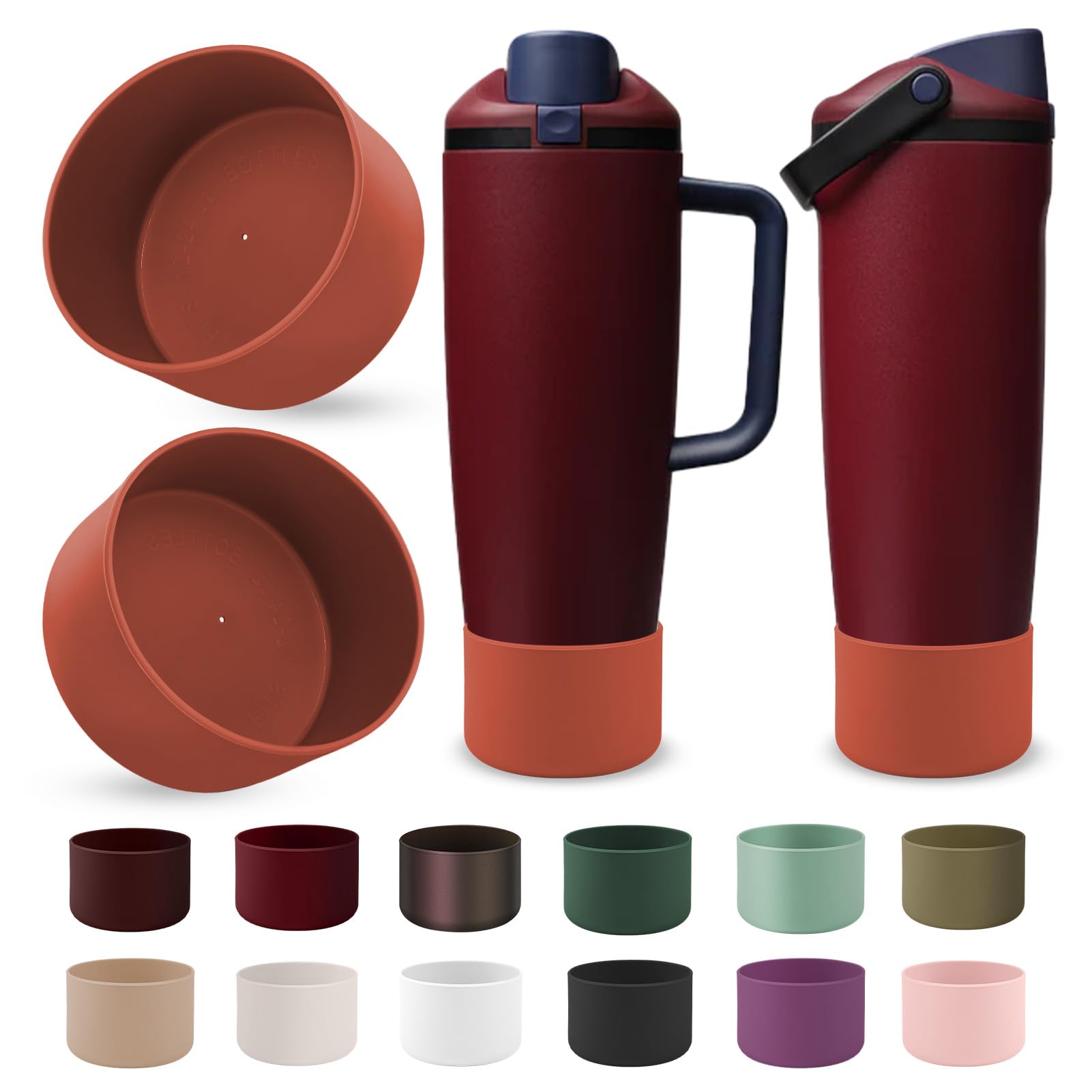 BKBY 2PCS Silicone Boot Compatible with Owala 30oz & 40oz FreeSip Sway Bottles & Tumblers, Protective Anti-Slip Bottom Cover Sleeve for Freesip Sway Tumbler (Translucence Pretty in Purple) โ image 1