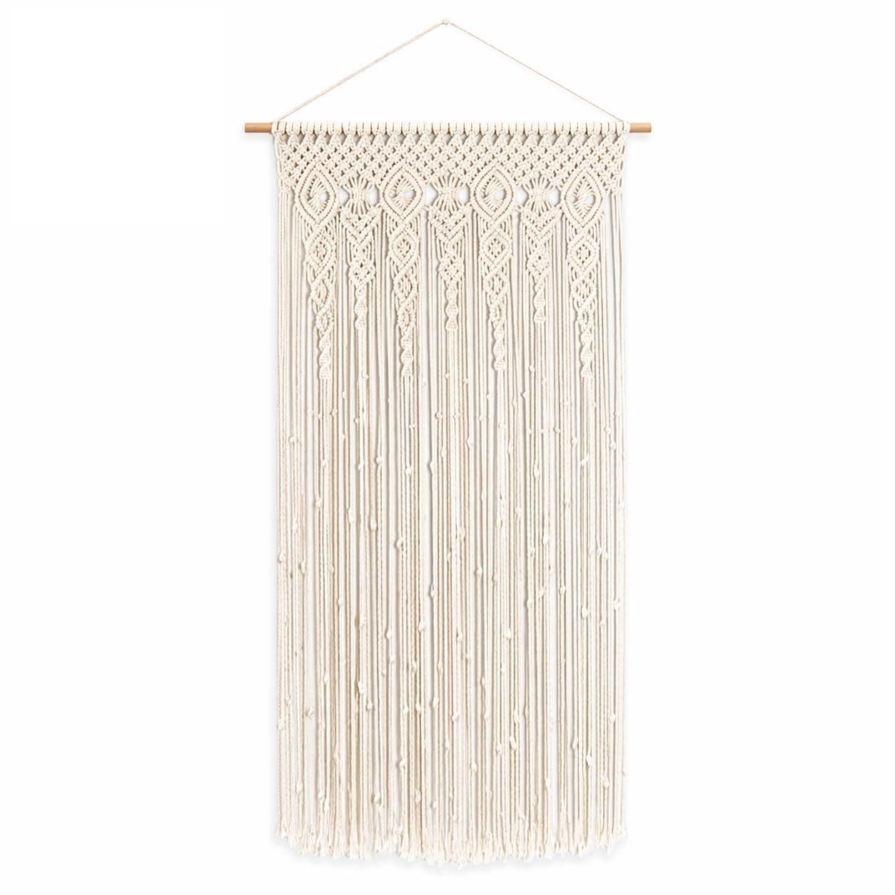 Rideau de porte tissé en style Boho, tapisserie, 90x180 cm, 90x200 cm, 100x200 cm, dentelle en coton, macramé, décor mural pour mariage, arc de fenêtre, décoration de maison, beige (100x200