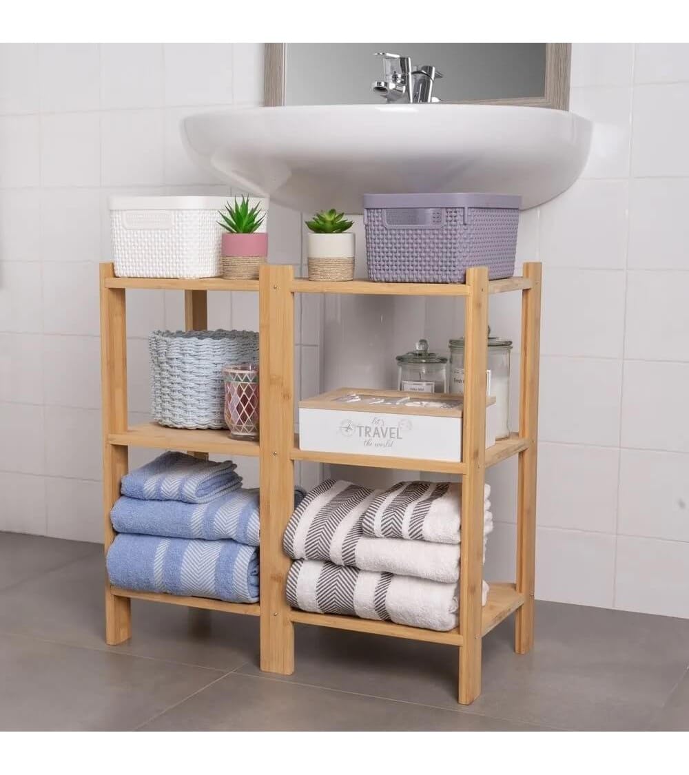 Mobile Bagno In Bambù Sottolavabo - 60x30x60 Cm, Salvaspazio Ed Elegante - Foto 3