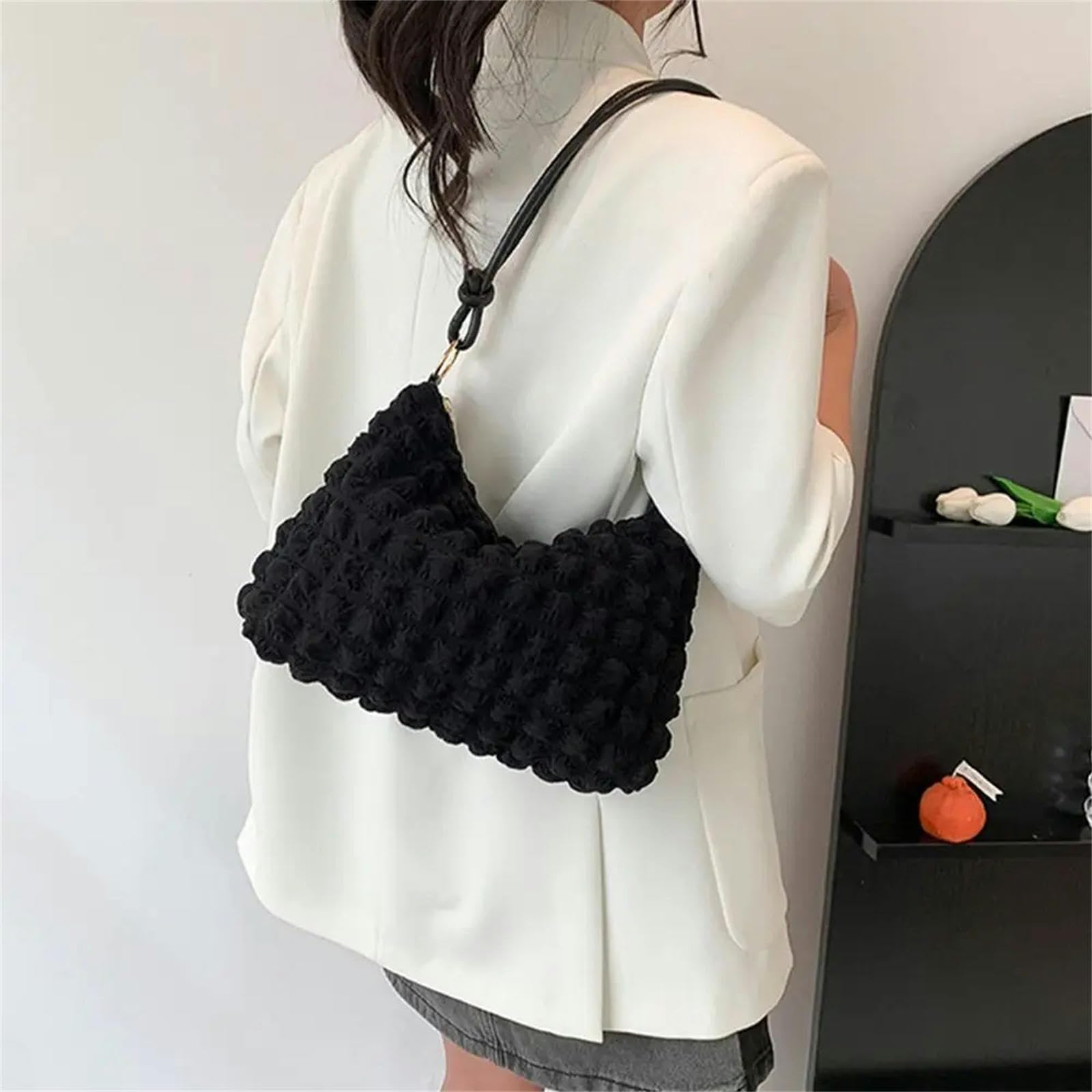 Borsa da Spiaggia Donna Borsa Rugosa della Tela delle Donne, Borsa A Tracolla, Borsa Plissettata, Borsa Dell'ascella, Borsa, Borsa della Nuvola-Verde