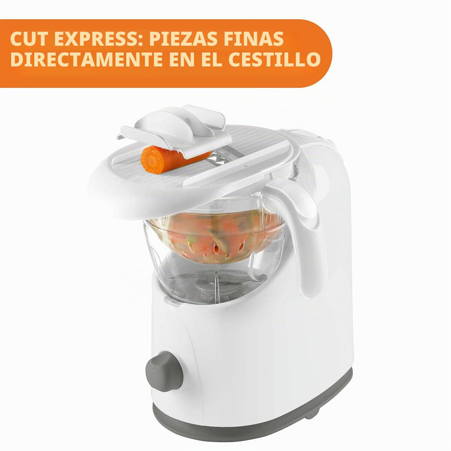 Chicco Easy Meal, Robot Cocina Bebé Multifunción para Destete, Mezclador de Alimentos y Calentador de Comida para Bebés y Niños con Cocción a Vapor, Ralla, Mezcla, Tritura, Calienta y Descongela