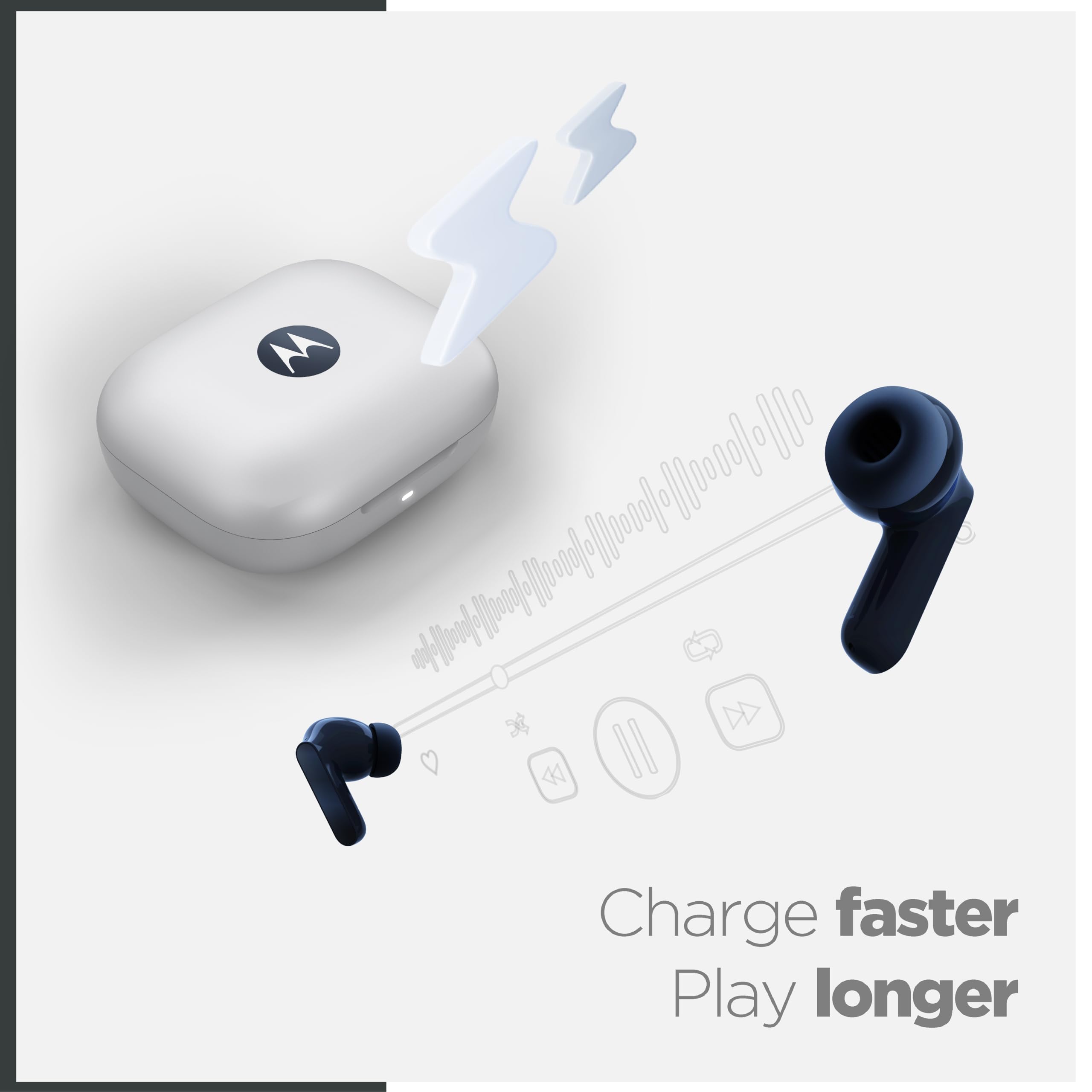 motorola Moto Buds: cuffie wireless, suono di ottima qualità e audio ad alta risoluzione, cancellazione attiva del rumore dinamico, integrazione ottimale con l'ecosistema Moto, blu marino