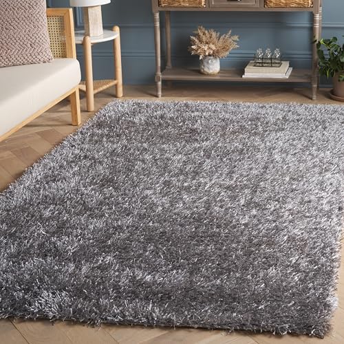 SAFAVIEH New Orleans Shag Collection Area Rug - 5' x 7', Grey & Grey, Handmade, 1.6-inch Thick Ideal for High Traffic Areas in Living Room, Bedroom (SG531-8080)