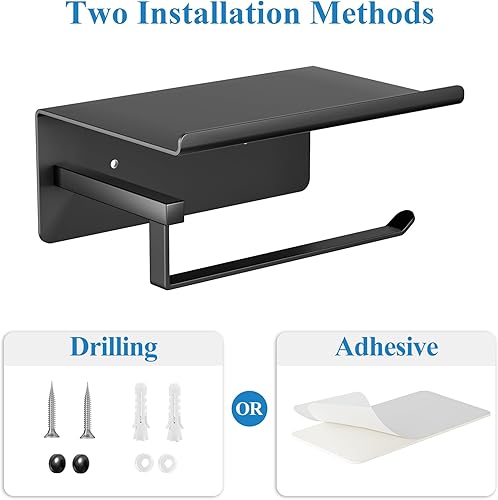 Miniatura 3 de Soporte adhesivo para papel higiénico, soporte para rollo de papel higiénico montado en la pared con estante para teléfono, soporte para rollo de