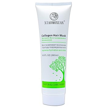 Xiaomoxuan Organic Collagen Mask for Dry Damaged Hair - Natural Deep Conditioning Hair Moisturizer with Tea Tree Oil - Split End Repair Treatment Masque, 8.8 Fl Oz