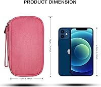 Vista 2 de Electronics Organizer Bag Pouch Cable Charger Organizer Travel Shockproof Cord Carrying Case for Earphone Powerbank USB Hard Drive SD Card (Pink)