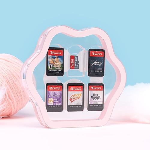 Miniatura 7 de U Core Cute Cat Paw Game Card Case Compatible with Nintendo Switch- Transparent Hard Shell Game Card Holder for Switch Card Storage with 6 Game Card