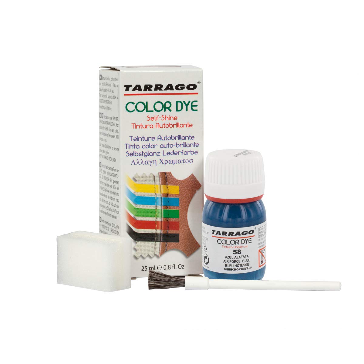 Tinte para Zapatos y Bolsos de Cuero y Textil con Esponja y Brocha | Cubre Rozaduras y Desgastes del Calzado | Gama de 90 colores — view 37