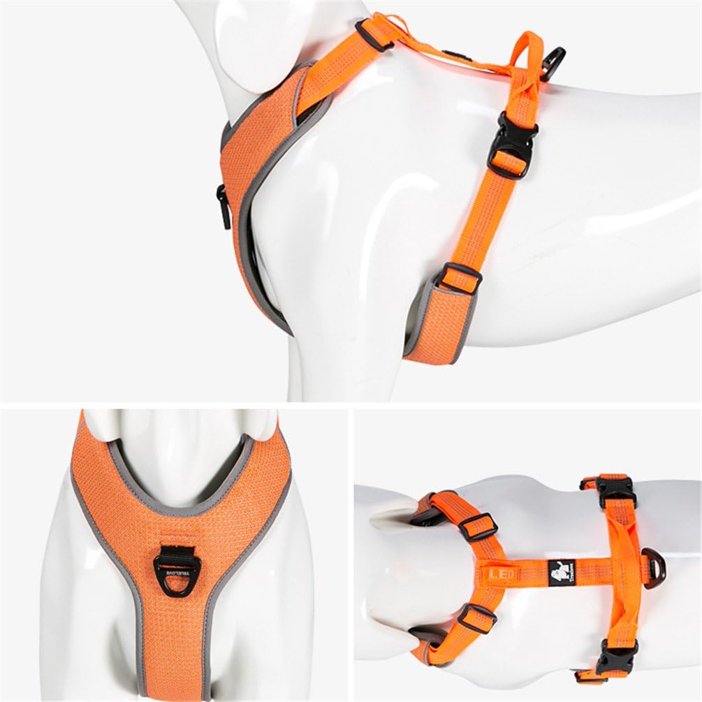 WINHYEPET True Love Dog Harness Reflective for Small Medium Large Dogs,Pet Vest Quick Fit Release Adjustbale for Running Walking Padded Soft Mesh Dogs Easy Control Pets TLH6071(Orange,L)