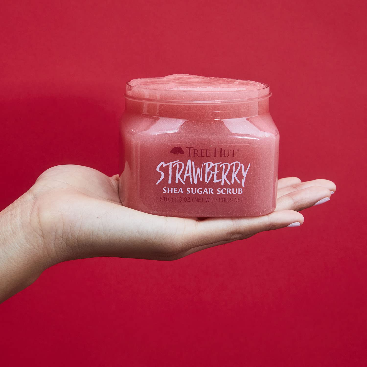 Tree Hut Strawberry Shea Sugar Scrub, Exfoliating, Hydrating & Moisturizing Body Scrub with Shea Butter & Nourishing Essential Oils, Smooth & Soften Skin, 18 oz