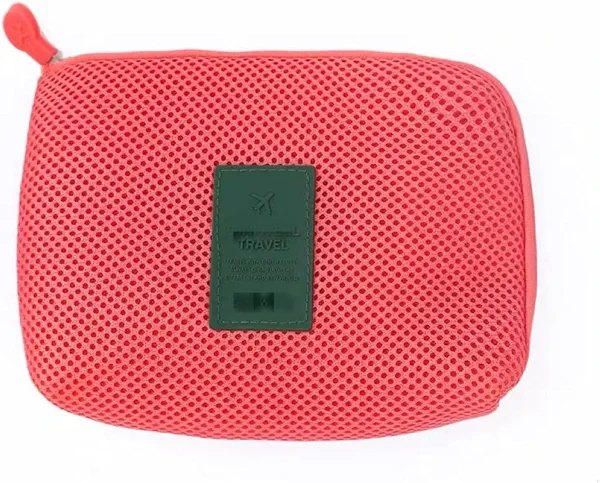 Portable Data Cable Storage Bag，Earphone Wire Organizer Case Travel Storage Bag Little Pouch Lady Cosmetic Organizer Storage Multifunction Nylon Storage Bag (red)