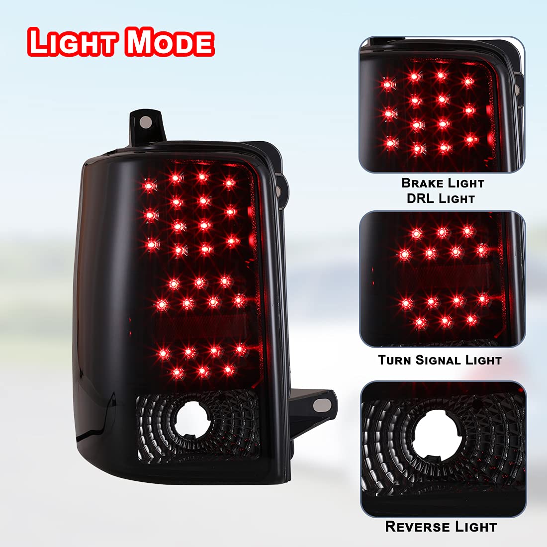 LED Tail Lights Assembly for 1997 1998 Jeep Grand Cherokee, ROXX